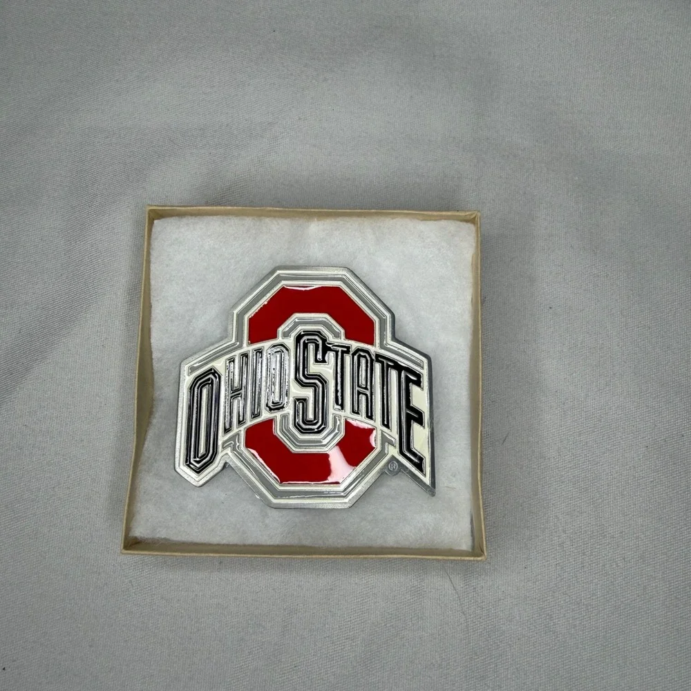 Ohio State Buckeyes Belt Buckle Mens NCAA Block O Logo Red Silver 2004 Vintage